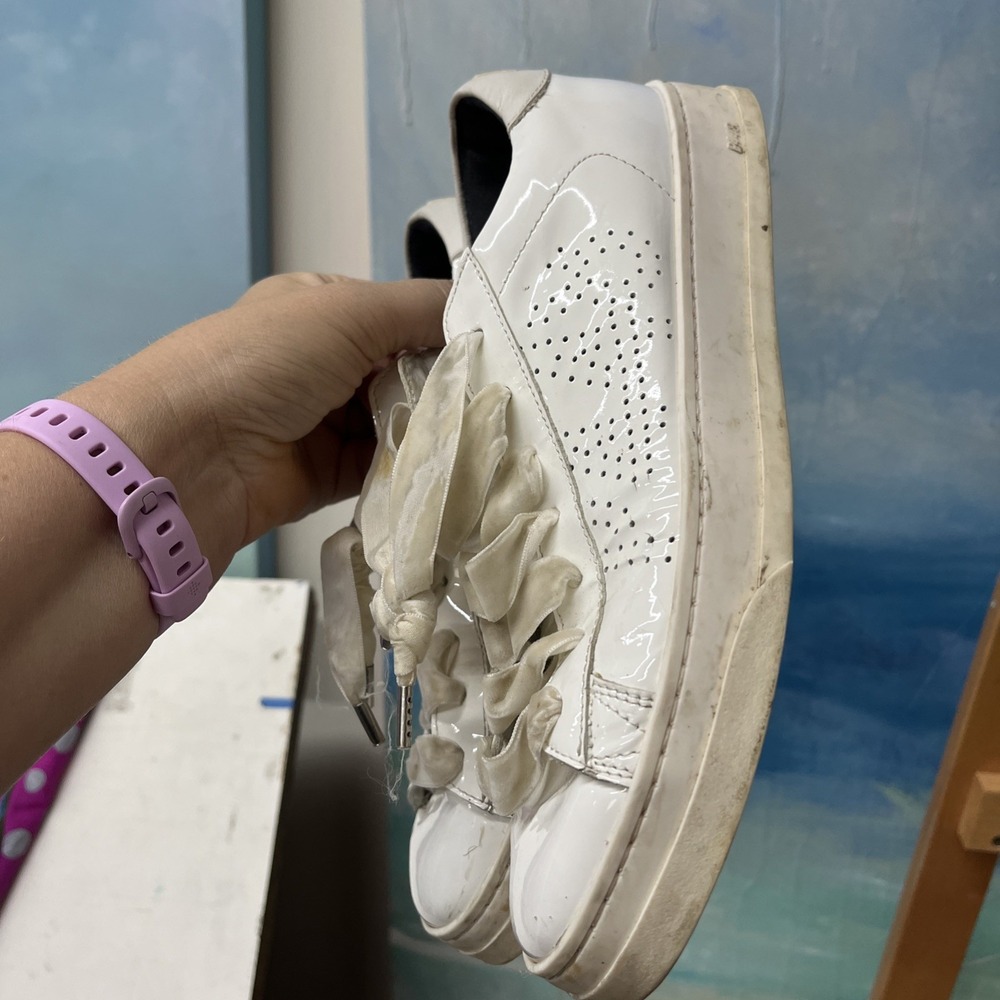 Women's P448 Sneakers Size 38 White Lace Ribbon Strings Size 8